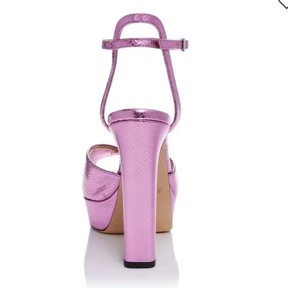 Jimmy Choo Sacaria 120 Pink Metallic Platform Sandals EU 38 Block Heel NWT - Picture 14 of 15